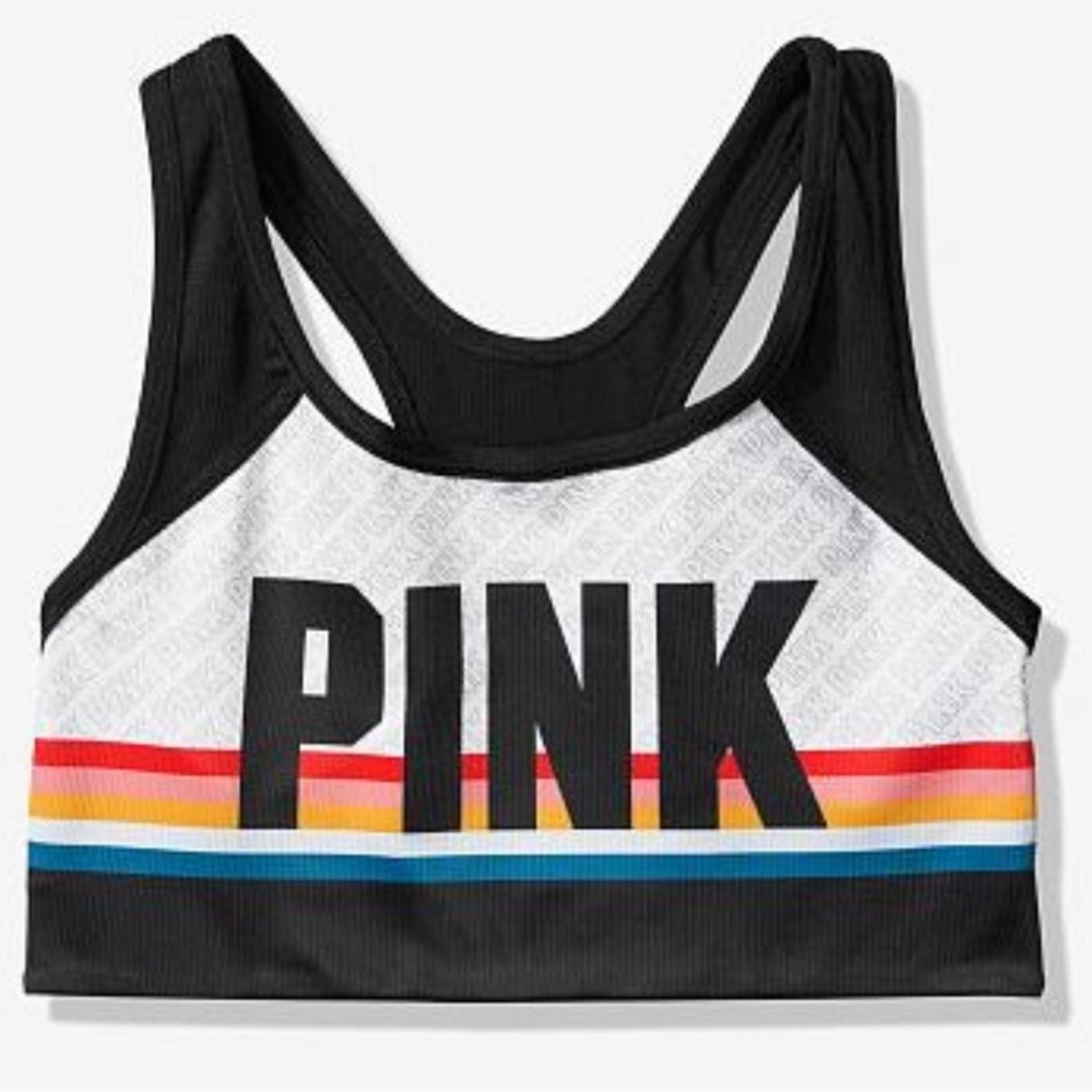 🖤Pink VICTORIA’S SECRET Ultimate Sports Bra Logo Rainbow